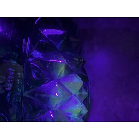 Vtg Aqua Turquoise Blue Tiera Indiana Glass Basket Diamond Point Large Glows - Picture 7 of 11